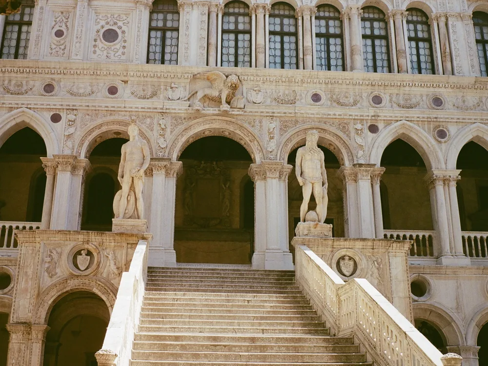 The Giants' Staircase inside the courtyard of the Doge's Palace in Venice